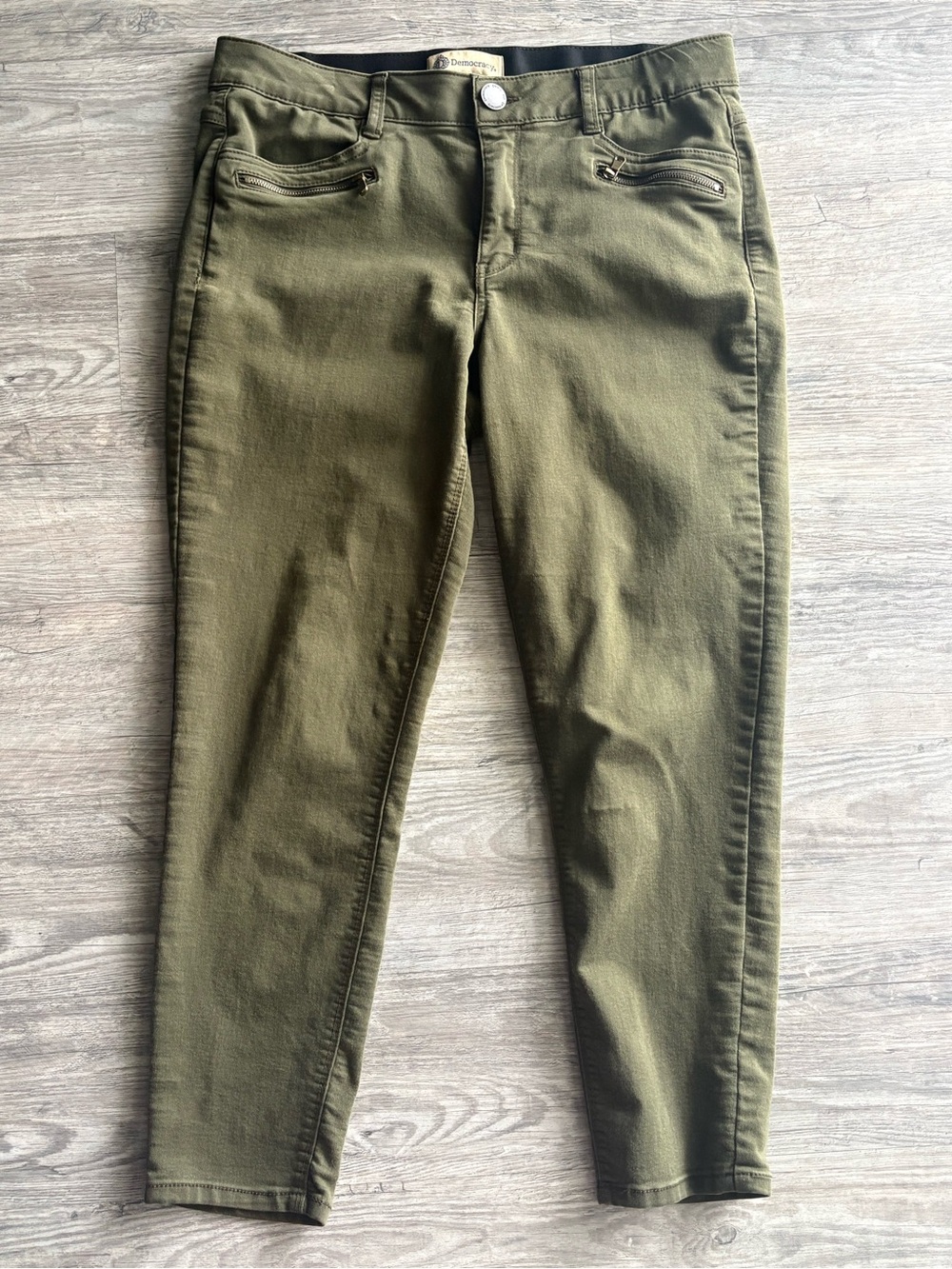 Democracy Ab Technology Olive Green Skinny Ankle Jeans, Size 12